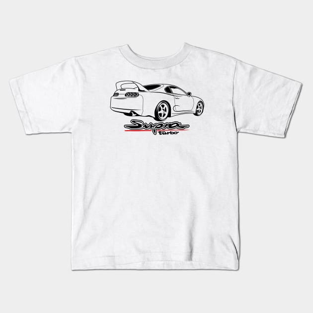 Super car Supra 4th Generation JZA80 mk4 black rear Kids T-Shirt by creative.z